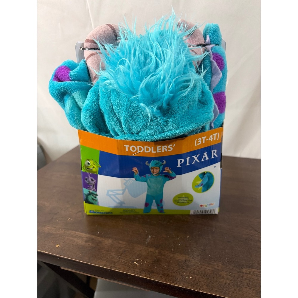 Disguise Sulley Costume Toddler 3T-4T Blue New Monsters Inc Pixar Jumpsuit Tail